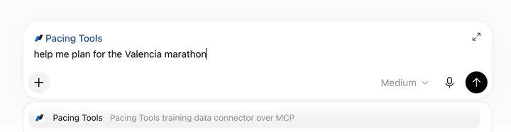 A new ChatGPT chat with Pacing Tools added to the message